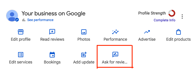 Click Ask for Reviews to get your unique review link