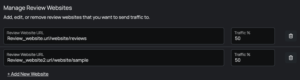 Set your traffic split percentages