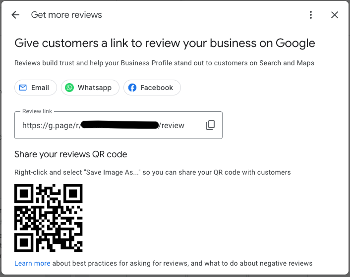 Copy your unique review link