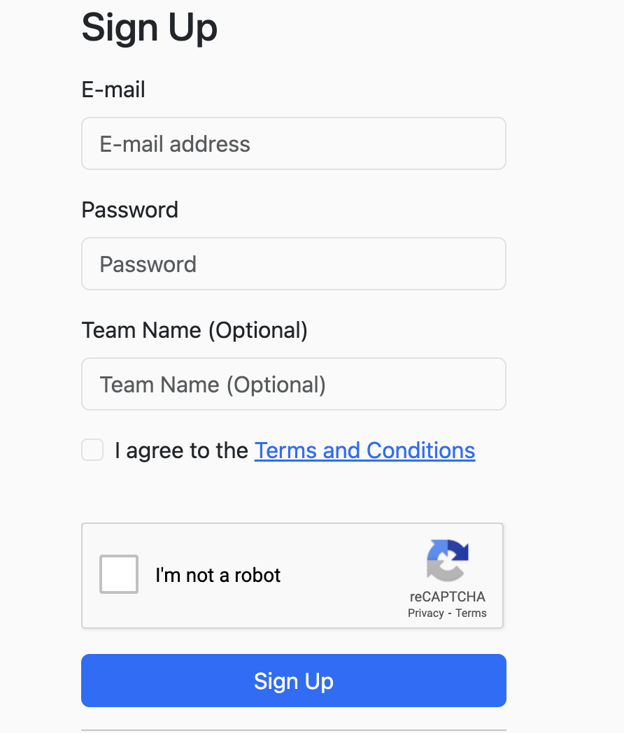 Sign up form